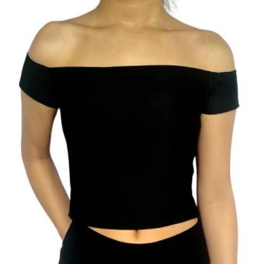 Imagem de Cropped Feminino Ciganinha Ombro a Ombro Liso Suplex Pp Ao Plus Size -