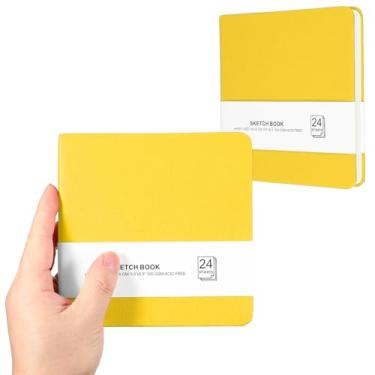 Imagem de PATIKIL Caderno de desenho pequeno, 14 x 13 cm, pacote com 2, mini bloco de papel aquarela, 300 g/m2, papel grosso, 24 folhas/48 páginas, bolso quadrado para desenhar, viagem, artista, adultos