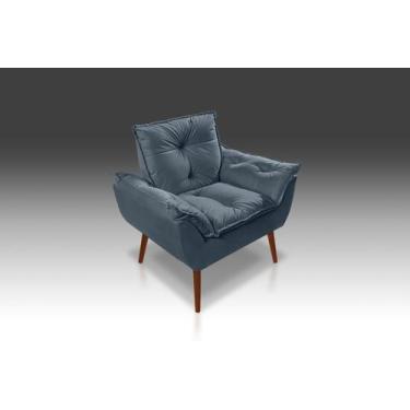 Imagem de Poltrona Opala Com Fibra Siliconada Suede Azul Turquesa-RV DECORA - CA