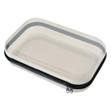 Imagem de Milan Pacific Estojo de viagem rígido transparente com zíper, bolsa organizadora de plástico portátil, acabamento preto, recipiente de armazenamento transparente (cinza)