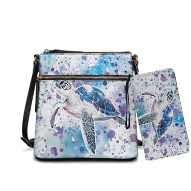 Imagem de Rchsomd Conjunto de bolsa e carteira feminina de couro PU - Bolsa Hobo leve multifuncional com vários bolsos para viagens, Tartaruga com pintura salpicada, One Size
