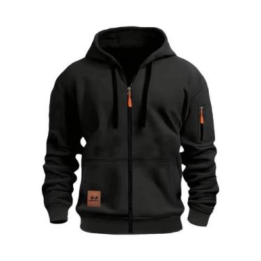 Imagem de Jaqueta De Moletom Casual Masculina Com Capuz, Zíper, Bolsos, Leve, So