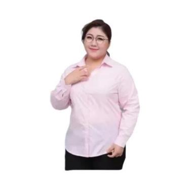 Imagem de Camisa Branca plus Size Feminina De Manga Longa Para Escritório, Blusa