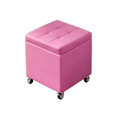 Imagem de Banqueta Para Pés Banqueta Para Pés Assento De Pufe Com Armazenamento Pufe Quadrado Banquinho Portátil Para Sala De Estar Quarto Espaço Pequeno Com Rodinhas(Pink,17.5" x 11.8" x 0.39")