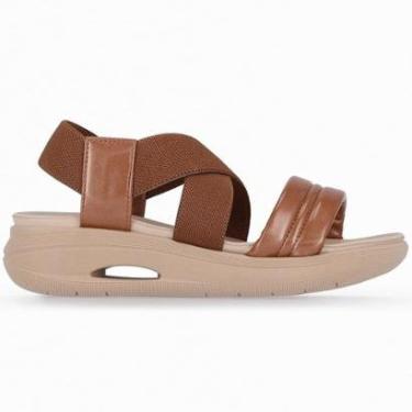 Imagem de Sandália Push Helena Salto Anabela Baixo Camel 38-Feminino
