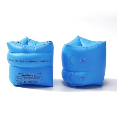 Imagem de 2 boias infláveis de braço para crianças, asas de água infláveis para crianças, faixas de braço flutuantes para crianças e adultos de 13,6 a 68 kg (azul)