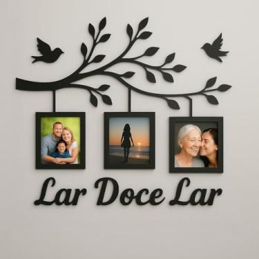 Imagem de Quadro Porta-Retrato Decorativo de Parede MDF 10x15 com Árvore – Fotos de Família(PRETO 45X35 LAR DOCE LAR)