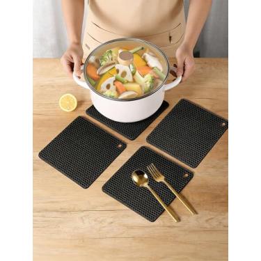 Imagem de Tapete Trivet de silicone, suporte de panela resistente ao calor, almofada antiderrapante multiuso para cozinha, mesa de jantar, lavável na lava-louças