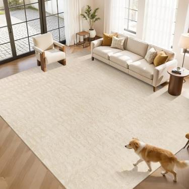 Imagem de Yamaziot Tapete lavável de 22 x 30,5 cm, antiderrapante, ultramacio, para sala de estar, grade de pedra irregular, tapete texturizado para sala de jantar, berçário infantil, quarto, escritório