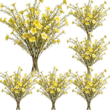 Imagem de FineCheer 24 pacotes de flores silvestres artificiais com hastes a granel 60 cm primavera de seda palitos florais falsos ramos de forsítia faça você mesmo arranjos de flores silvestres para casa