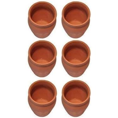 Imagem de Copos de chá indianos Kullad para servir café e leite Kulhad/Kullar 6 peças marrom 200 ml item indiano presente item