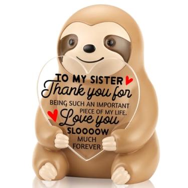 Imagem de PQUCXZ Estatueta engraçada de preguiça presente de agradecimento para irmã, presente motivacional sentimental de mulheres, presentes fofos de amizade de agradecimento para melhor amiga irmã amiga