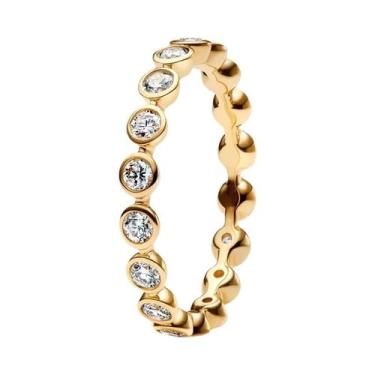 Imagem de Anel Feminino De Prata Esterlina 925 Banhado a Ouro 18K Com Pérola Geo