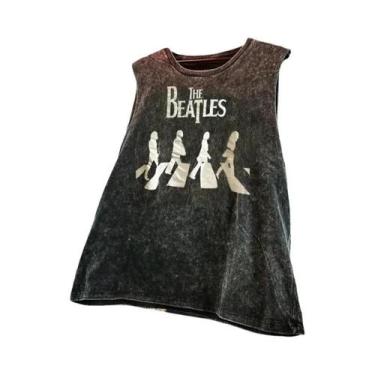 Imagem de Camiseta Regata Masculina Vintage Estampada De Banda De Rock Lavada Es