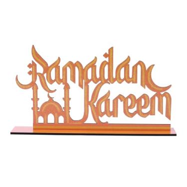 Imagem de Decorações de centro de mesa Ramadan Kareem, decoração de mesa Eid Mubarak, placas Happy Ramadan Kareem, suprimentos de festa de mesa destacáveis