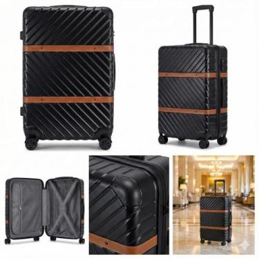 Imagem de Mala de Viagem Média (23kg) Rígida Premium com Design Vintage e Faixas