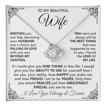 Imagem de VIRAGIL Colar To My Wife Love, joia romântica presente do marido, presente de aniversário de Natal e dia dos namorados para esposa, presente significativo para ela amor eterno, 18-22 inch, Aço