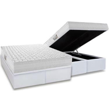 Imagem de Cama Box Baú Queen: Colchão Ortopédico Herval Ag65 Frontier + Base Crc Linhão White (158x198)