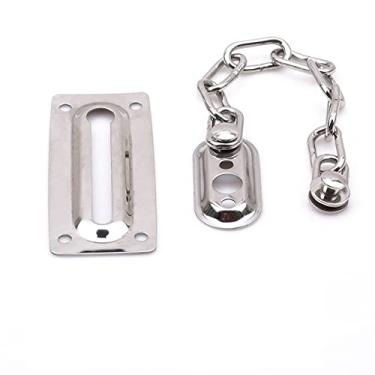 Imagem de Fechadura antifurto para janela de aço inoxidável com corrente de segurança prateada trava de segurança trava de placa de proteção de armário