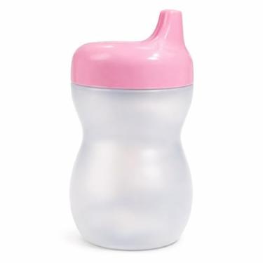 Imagem de Copo Treinamento Transição Infantil Bebê Suco Água Livre De BPA Bico Rigido 350ml (Transparente C/Tampa Rosa)