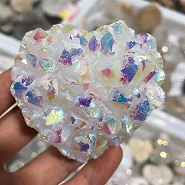 Imagem de 1 pacote de 100-200 gramas amostra de aglomerado de cristal de quartzo cru em forma de coração natural pedras preciosas de halo arco-íris adequadas para casa (cor: 2 peças)