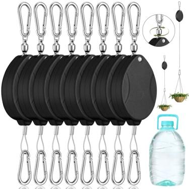 Imagem de Leinuosen Pacote com 8 polias de plantas atualizadas 2025 para pendurar plantas cabide retrátil resistente, gancho de escalada ajustável de corda de aço inoxidável 304 para vasos de cestas de jardim