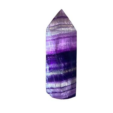 Imagem de Cristal natural pedras naturais ásperas cristal roxo fluorita quartzo obelisco, pedra natural, decoração de casa (cor: ameixa, tamanho: 7-8 cm)