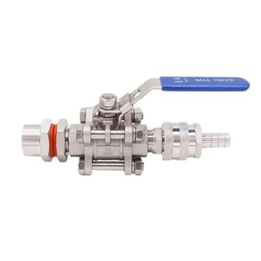 Imagem de Home Brewing Weldless 304 SS Válvula esférica de 3 peças com kit de desconexão rápida Novo anteparo para mangueira de identificação de 1/5.1 cm Acessórios adequados para fermentação de chaleira (trava