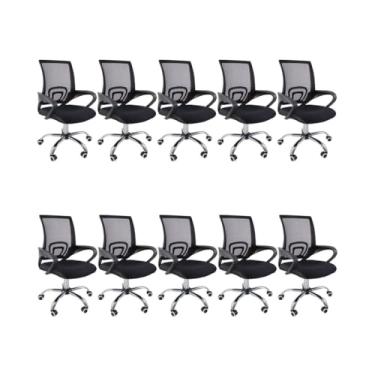 Imagem de Kit 10 Cadeiras de Escritório Begonia Mesh Ergonômico (Preto)