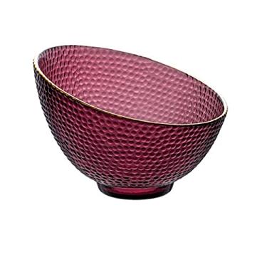 Imagem de U5GAAALPPQ9 Tigelas para cozinha tigela de salada de vidro doméstica borda dourada tigela de sobremesa tigela de frutas prato oblíquo tigela de vidro transparente talheres para lanche, sobremesa (cor