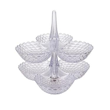 Imagem de Cesta de frutas multicamadas sobreposta bandeja criativa de frutas armazenamento plástico sala de estar mesa de café prato de doces caixa de frutas secas bandeja de prato de frutas