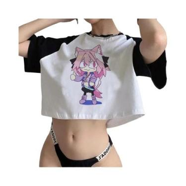Imagem de 90s Femboy fairycore goth crop top Mulher manga gótica moda coreana ca