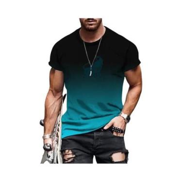 Imagem de Camiseta Masculina plus Size Com Estampa 3D Em Gradiente, Moda De Verã