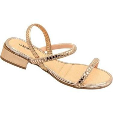 Imagem de Sandália Mississipi Crystal Salto Baixo Tira Strass Brilhante Feminina-Feminino