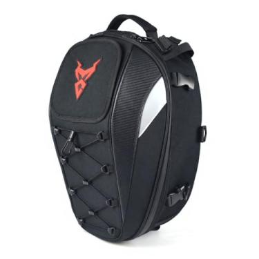 Imagem de Bolsa Traseira de Motocicleta Multifuncional Banco Traseiro Ombro Mochila para Capacete com Bordado Zíper Bilateral Faixa Reflexiva Cinto Malha Oca Respirável