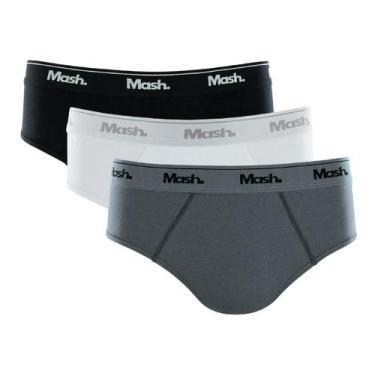 Imagem de Kit C/6 Cueca Slip Mash Ref. 010.04, Cinza escuro, Branco, Preto, G