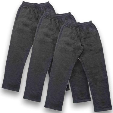 Imagem de Kit 3 Calça Moletom Adulto - Flanelada / Peluciada - Preto