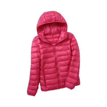 Imagem de Jaqueta Puffer Curta Com Capuz Para Mulheres Em 30 Cores, Com Enchimen