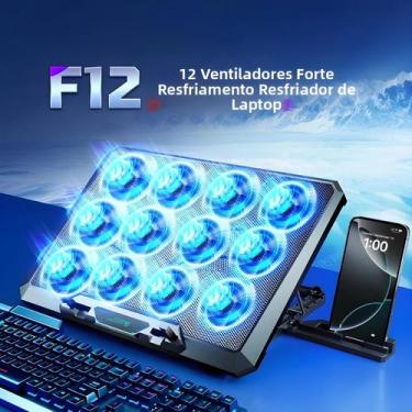 Imagem de Base De Resfriamento Para Laptop Com 12 Ventiladores Silenciosos Para 