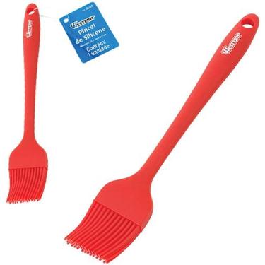 Imagem de Pincel culinário de silicone vermelho 21,5cm comprimento para cozinha 