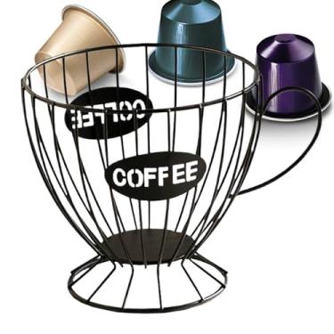 Imagem de Cesta para cápsulas de café – organizador reutilizável de arame de metal de grande capacidade – recipiente de armazenamento de cápsulas de café, para bar, estação de chá, estudo, casa, cozinha