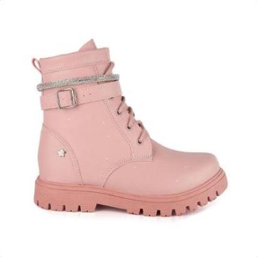 Imagem de Bota Coturno Tratorado Infantil Tira de Strass Feminina Fashion-Feminino