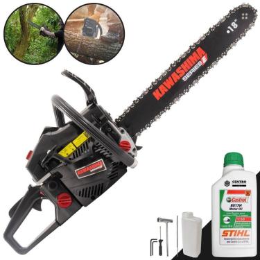 Imagem de Motosserra Kawashima Kcs 580-e à Gasolina 54cc 2t Com Sabre 18 Polegadas 3300670 + Óleo Stihl 8017