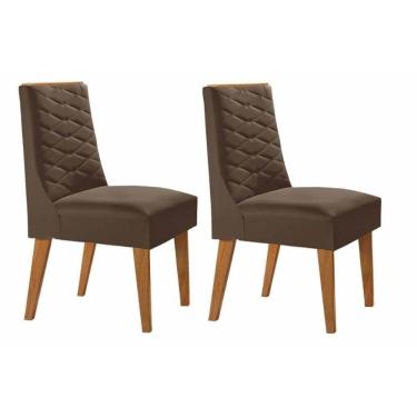 Imagem de Cadeira De Cozinha Dafne Kit 2 Un Madeira Capuccino-suede Marrom - Rufato