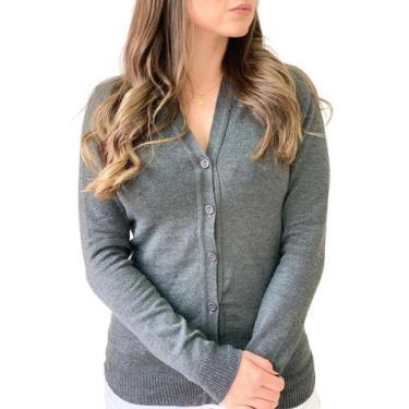 Imagem de Casaco Feminino Aberto Inverno Blusa De Frio Moda - Calu Tricot, Chumb