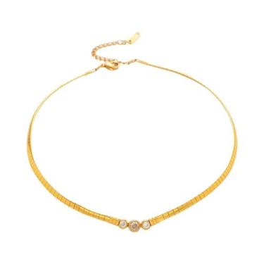 Imagem de Colar Feminino Vintage Banhado a Ouro 18K Com Zircônia, Joia De Aço In