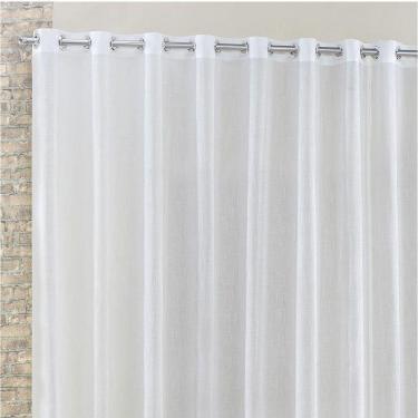 Imagem de Cortina Rubi 3,00M X 2,60M Branca Tecido Voal Linho Detalhada Sala Quarto Leve