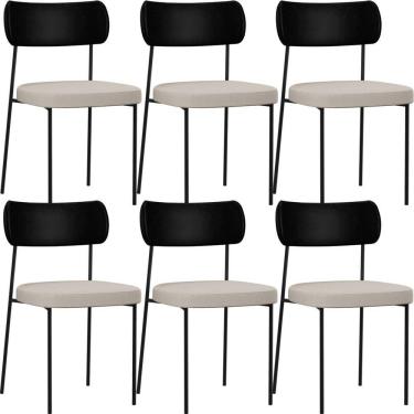 Imagem de Kit 06 Cadeiras Para Sala De Jantar Melina L02 Preto Cru