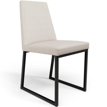 Imagem de Cadeira Sala De Jantar Base Aço Industrial Preto L02 Cru