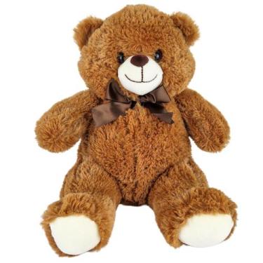 Imagem de Urso Teddy de Pelúcia Com Laço 30cm Ursinho Bebê Nicho Bear - Fizzy To